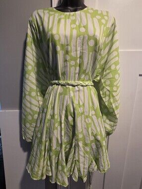 Light Green and White Patterned Women's Dress